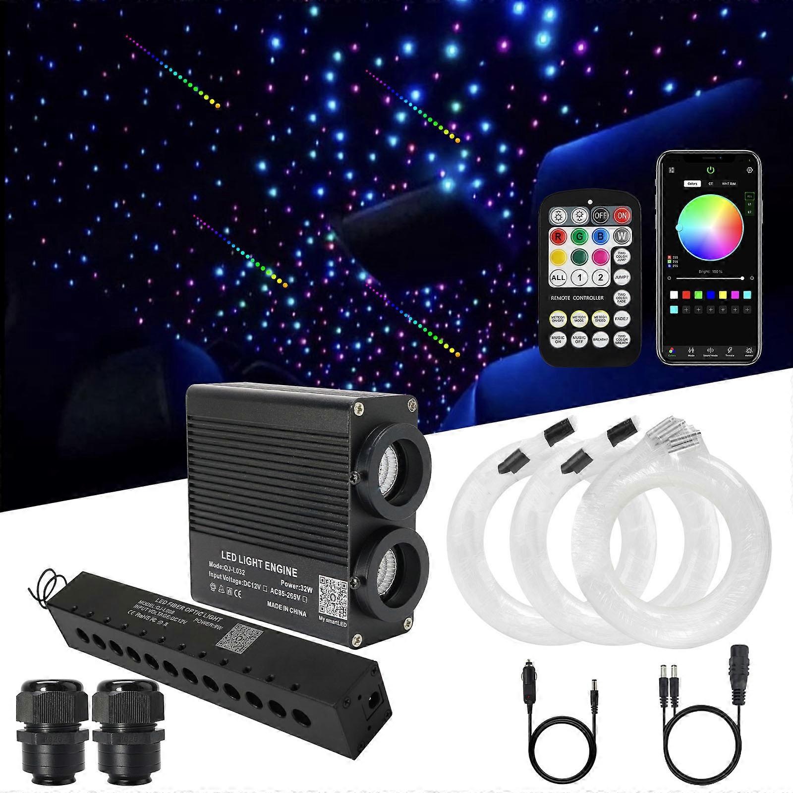 32W Dual Head Car Roof Star Fiber Optic Light cu RGBW Shooting Meteor EffectAPP &RF Car Led Lumini interioare Plafon de cer înstelat