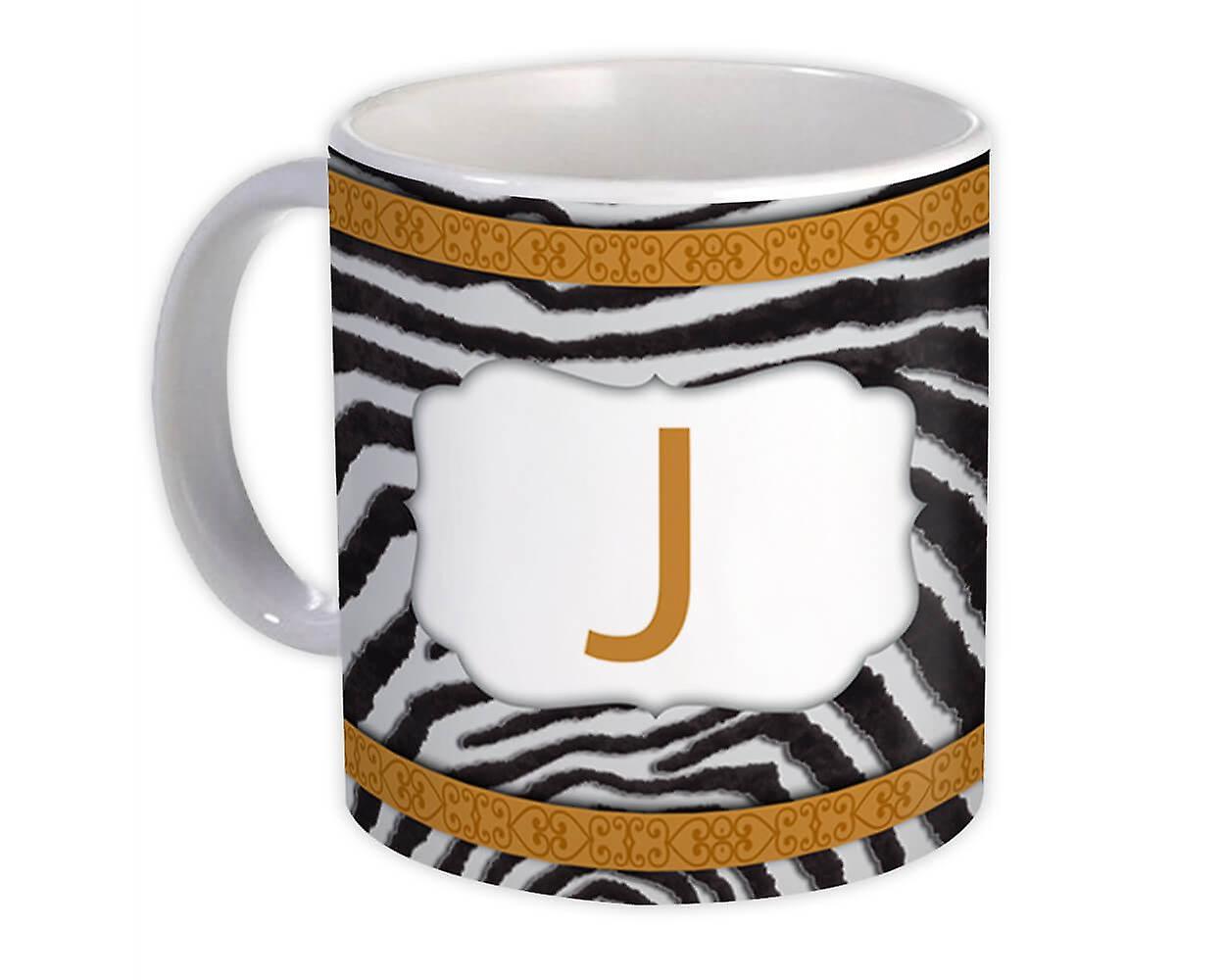 Presentmugg: Monogram Letter J Zebra