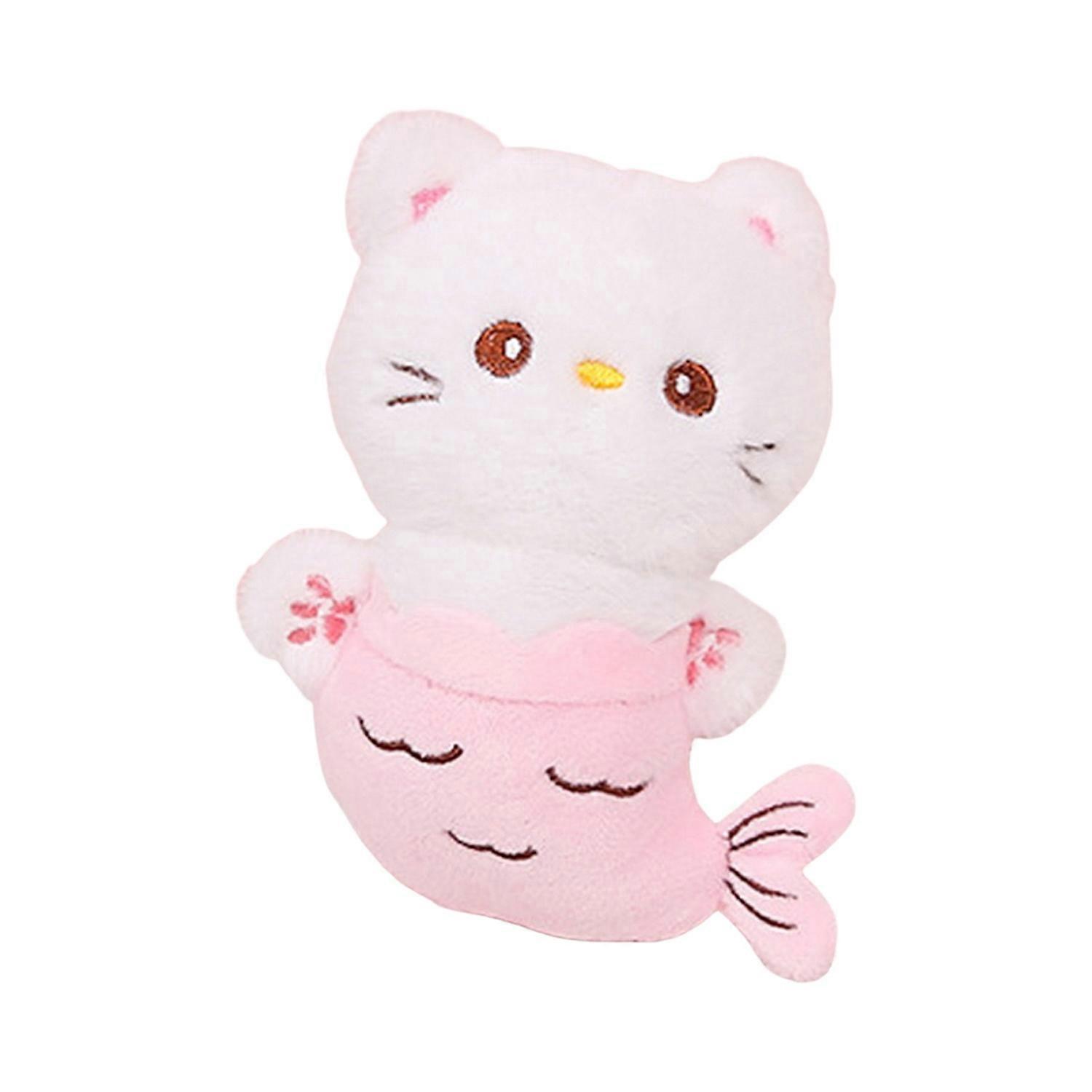 Animal Mermaid Plush Toy with Bead Chain Stuffed Panda Bunny Pig Cat Bear Plushie Doll DIY Keychain