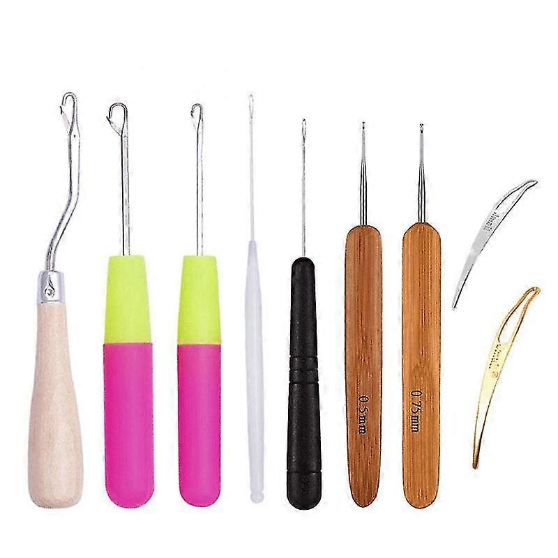 9 Pcs Weaving Tools, Hook Needle Dreadlocks Tool, Hair Locking Hook For Micro Braids