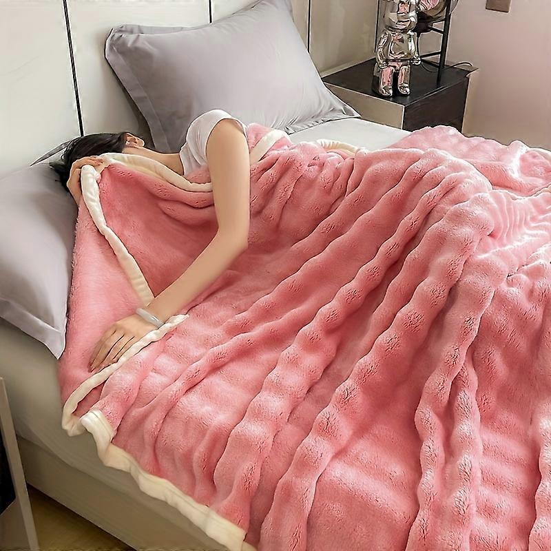 1pc Thickened Luxury Blanket Throw Blanket, Rabbit Rabbit Velvet Bubble Blanket, Breathable Skin-friendly Warm Effect Good, Active Printing Dyeing Cra
