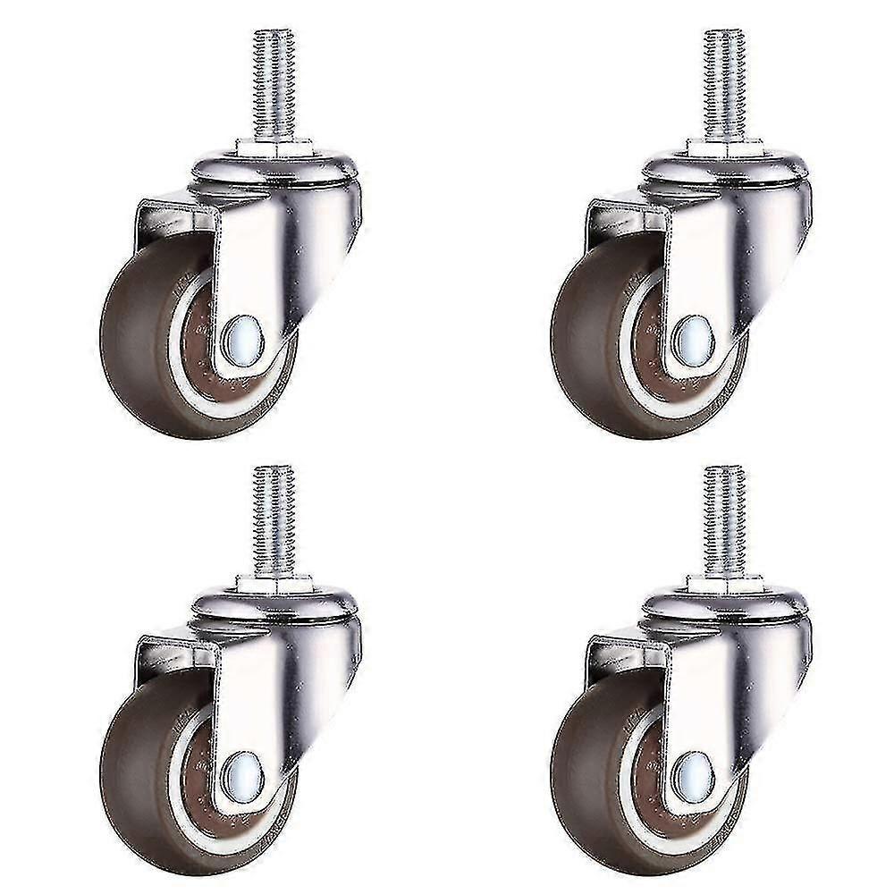 M8 Threaded Stem Caster Set for Furniture Hand Trolley - 2 Pcs Swivel Caster with Brake & 2 Pcs Swivel Caster without Brake