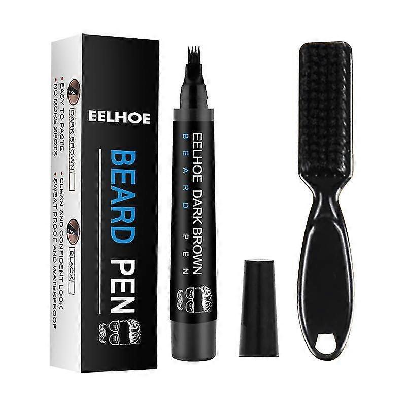 Waterproof Four-Prong Beard Pen and Brush Filler Pencil Combo for Enhanced Beard Coverage