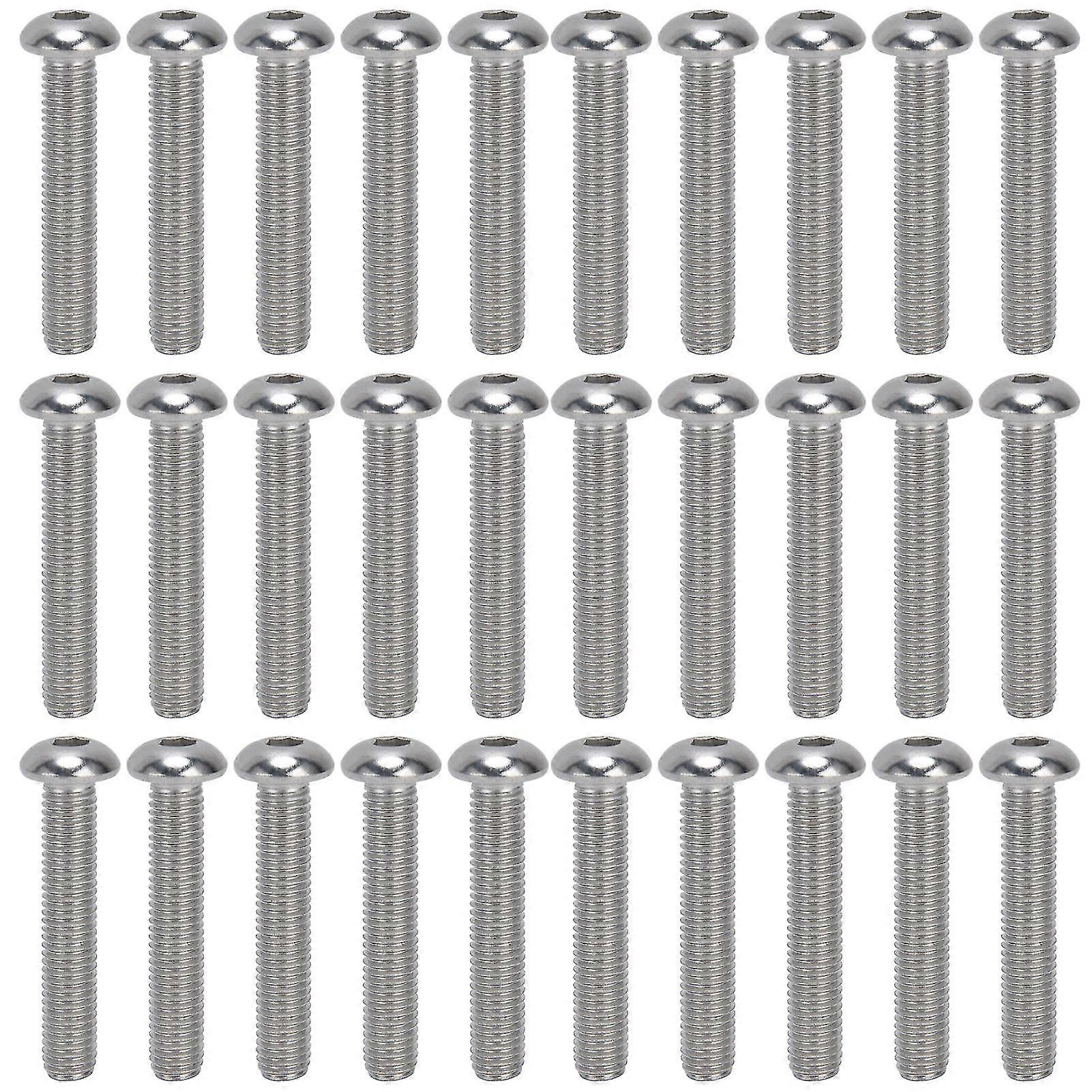 30Pcs A2 Stainless Steel M10x1.5 Coarse Thread Hex Socket Button Head Screw Set Kit