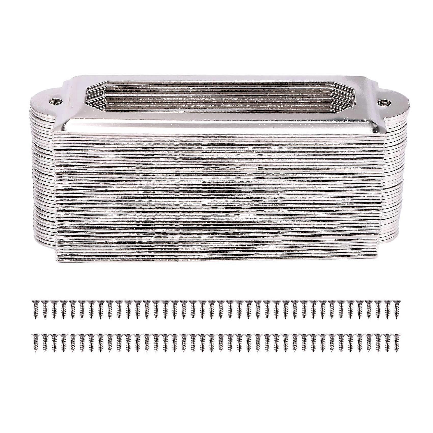 40 Set Office Library File Drawer Cabinet Card Tag Label Holder Metal Frame (silver Tone)