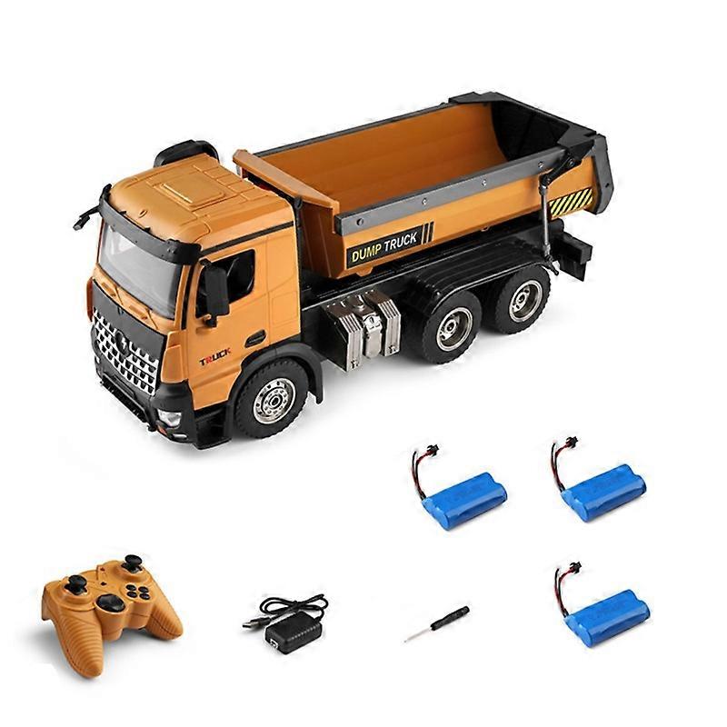 1:14 RC dumper model legetøj - simulering hydraulisk teleskopbom, fri løfteskovl, lyd og LED-lyseffekter