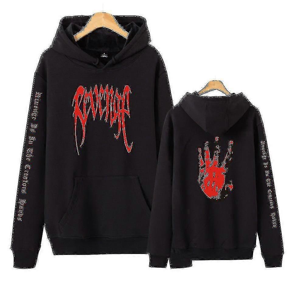 Tentacion Unisex Loose Hoodie Men's And Women's Commemorative Shirts Black White