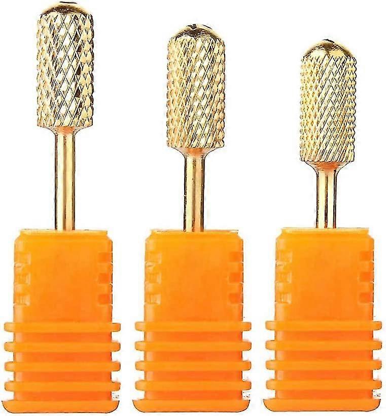 Electric Nail File,nail Drill Bits, Safety Dirll Bits Gold Carbide Art Coarse Medium Fine 3 Pieces S