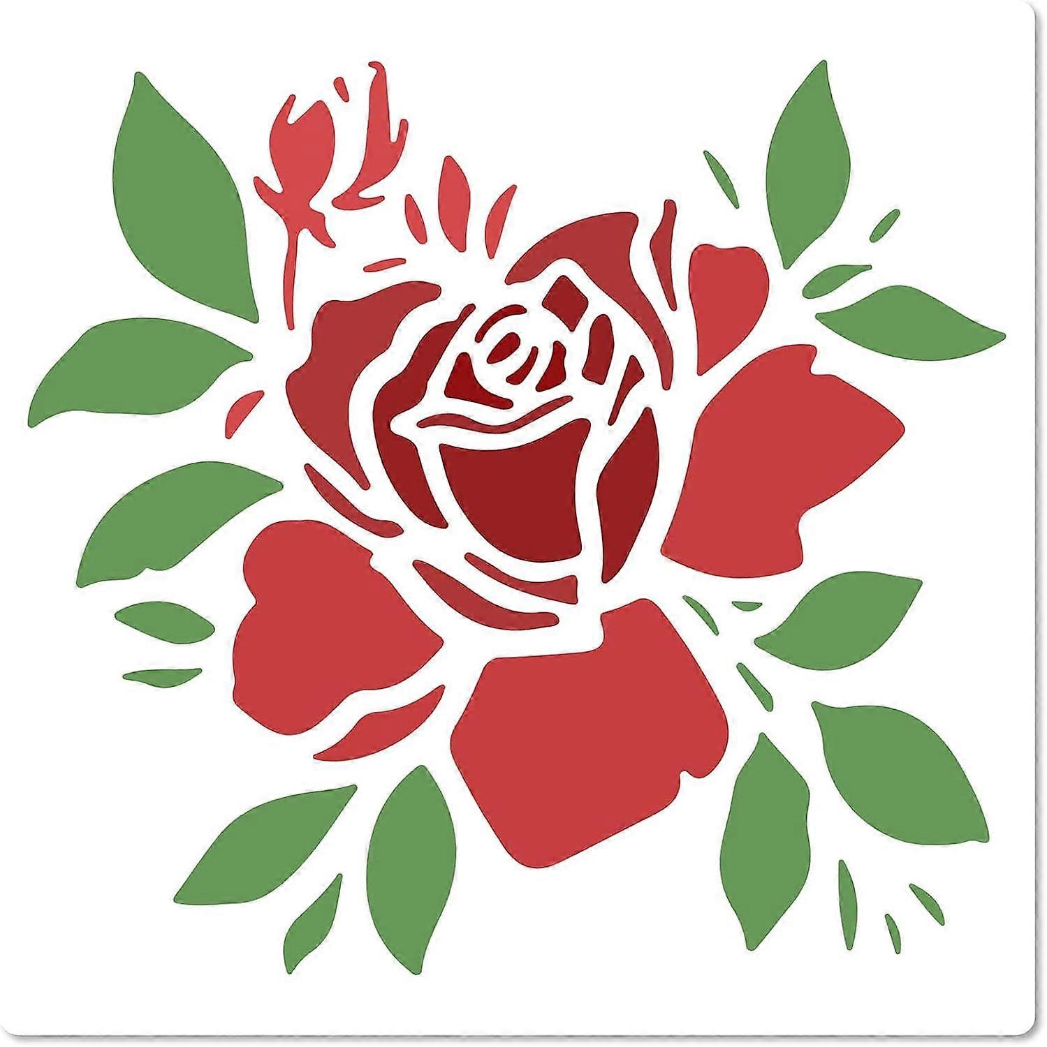 Rose Stencil Templates Large Flower Leaves Stencil Bloom Floral Pattern Reusable Square Plastic Painting Stencils Sign for Scrapbooking Card Making DI