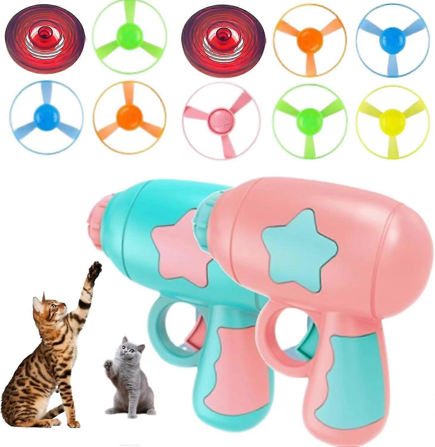 ヘリコプター猫のおもちゃ、面白い猫キッドクラフトプレイセットフライングヘリコプタースポーツディスクシューターインタラクティブ猫トラック、100%新品