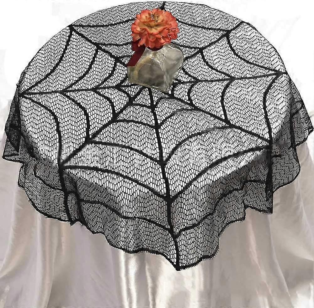 Black Lace Table Topper - Spider Web Dinner Party