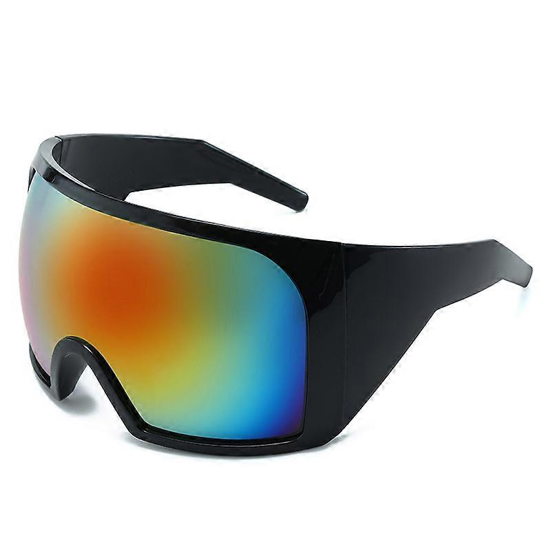 Oversize Moda Y2k Wrap Around Sunglasses para adulto Big Frame Black Shades Luxury Brand Design Punk Sun Glasses One Piece