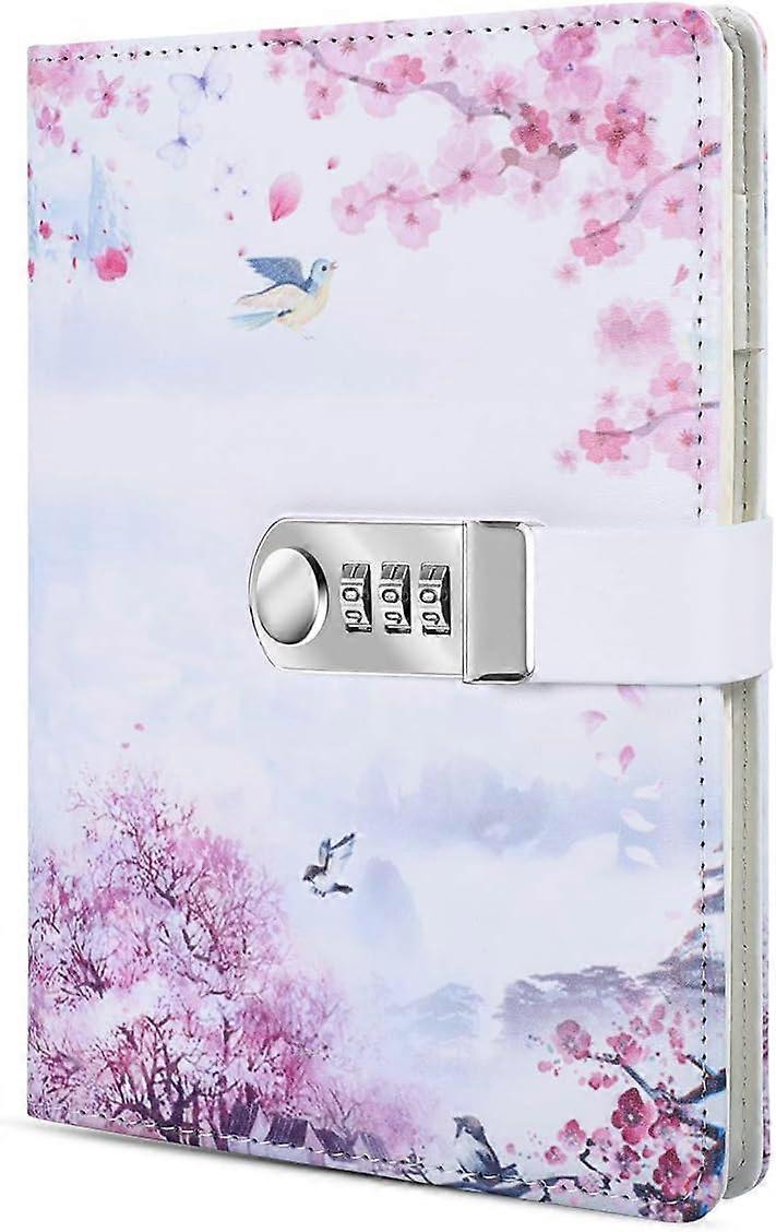 A5 Creative Password Lock Journal Pu Leather Combination Lock Diary Locking Journal Diary (Style 4)