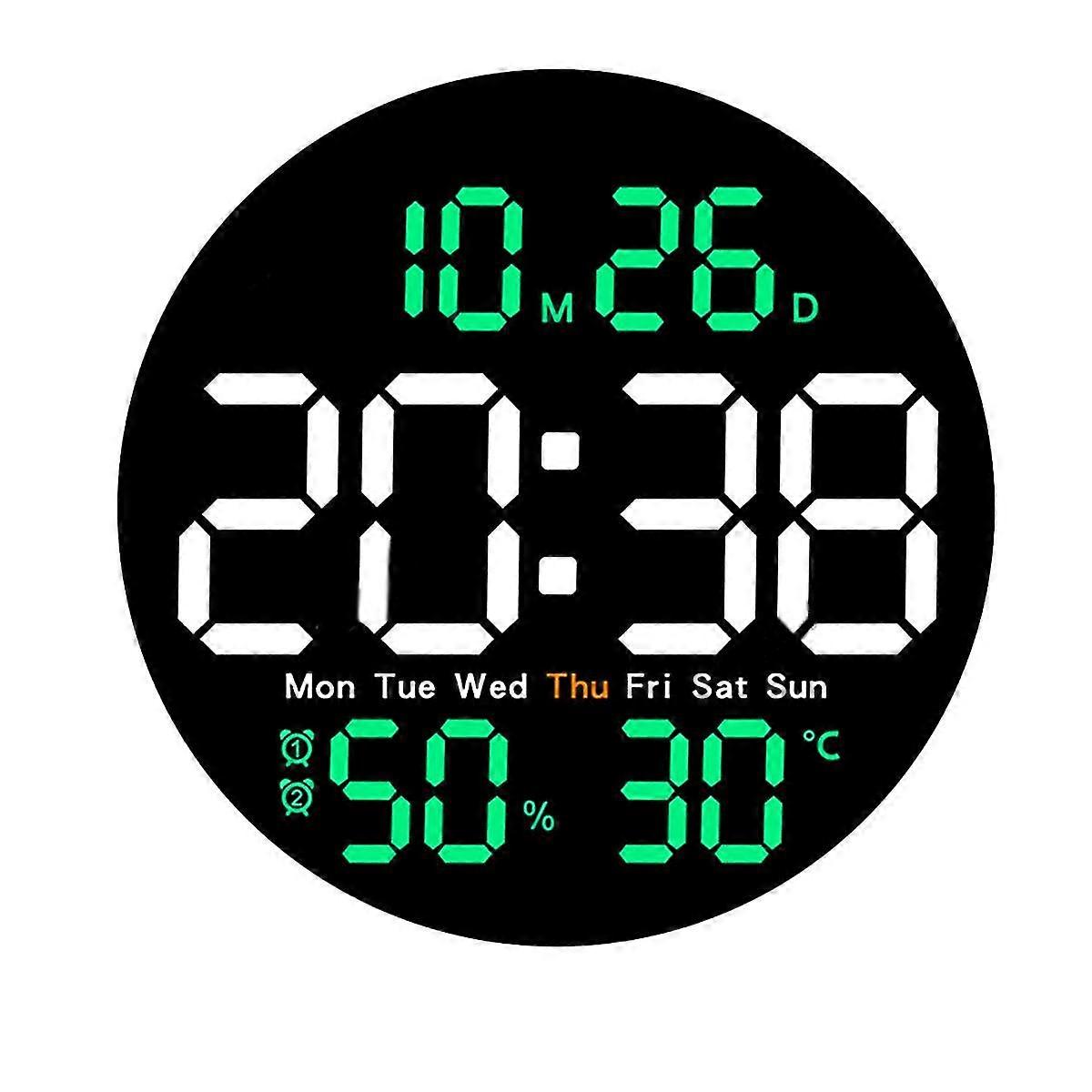 10inch Temperature Humidity Digital Wall Clock With Remote Control Alarm Date Week Display Wall-mou