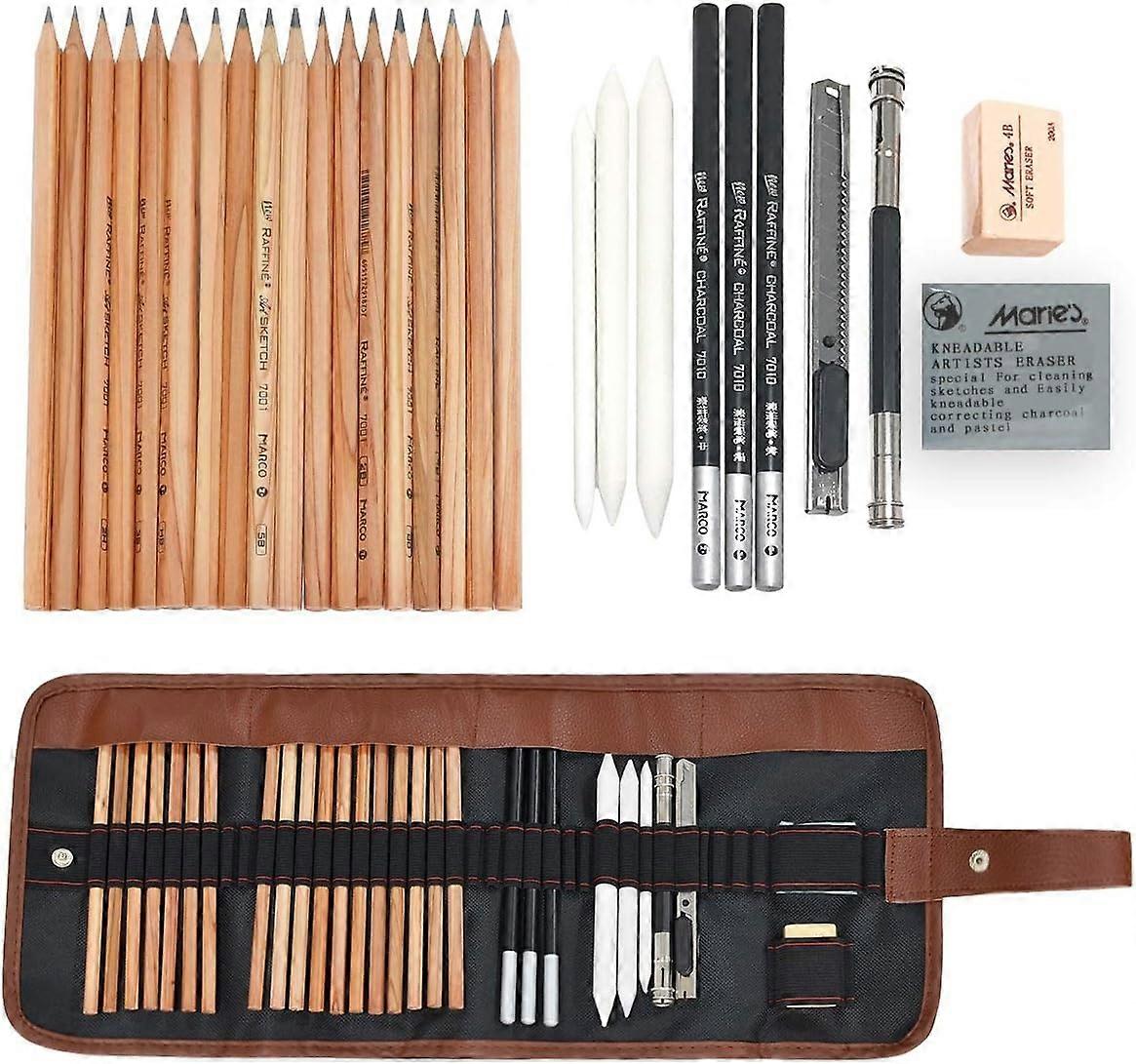 Sketch pencil set, sketch pens 29 pieces Artist Art Kit for sketches, drawing Grafitti with charcoal