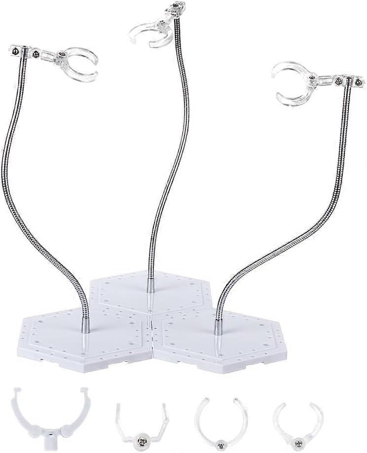 Plastic Minifigures Display Stands with Adjustable Snake Bone Bracket Action Figures Display Holder White 15x29x25cm