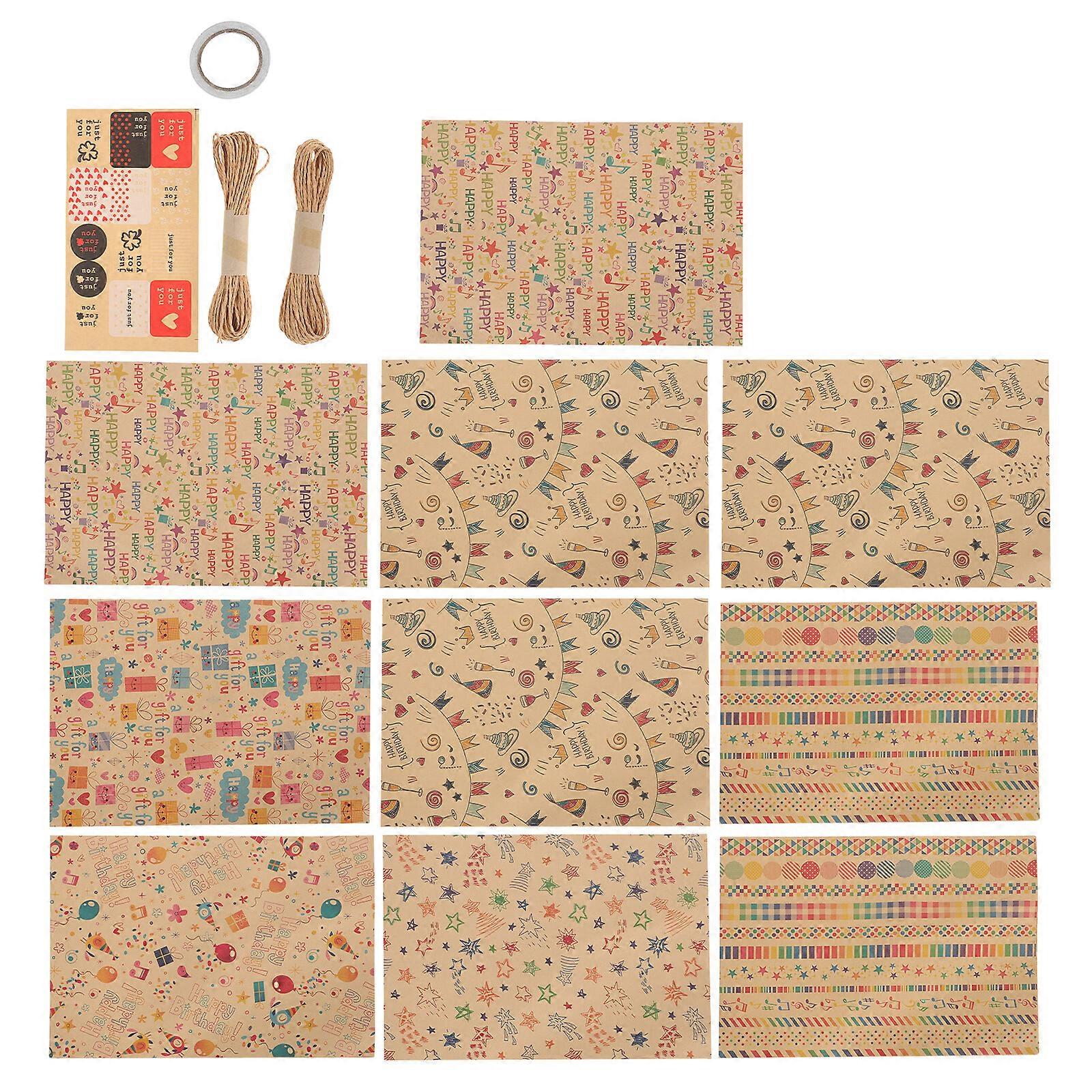 1 Set of Note Pattern Kraft Paper Valentine's Day Gift Wrapping Paper for Decor