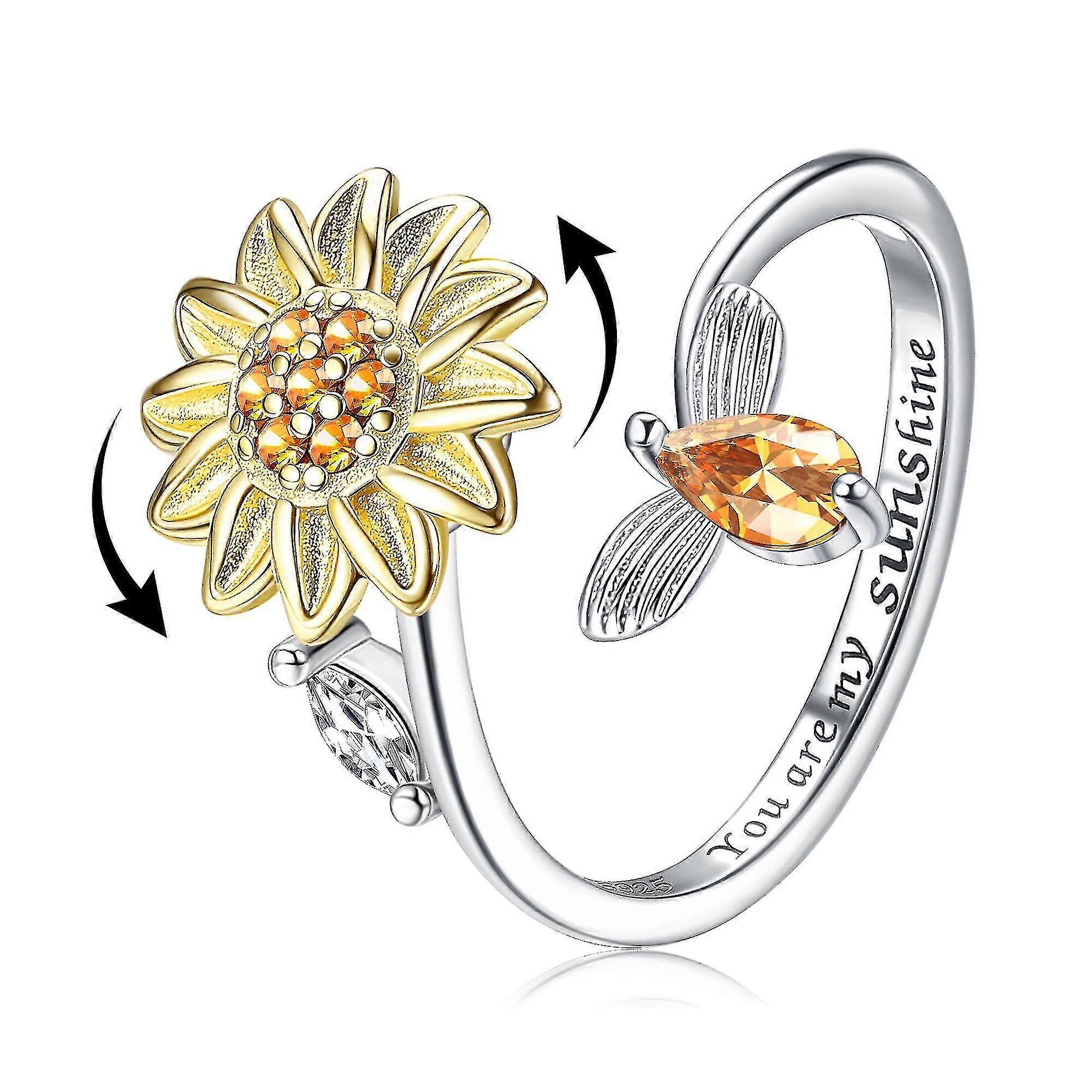 Pierścień lękowy dla kobiet Fidget Ring Pierścień obrotowy Pierścienie Fidget do łagodzenia lęku Stres Otwarty regulowany pierścień przędzalniczy Figet - MXBC