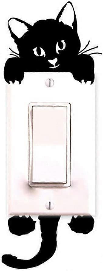 2 PCS Cat Wall Sticker, Light Switch Decorations Baby Room Decals Black