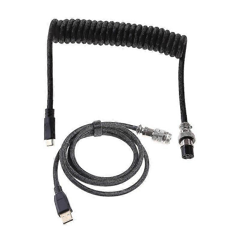 Aviation Cable Aviators Connector For Mechanical Keyboard Type-c Usb Coiled 2m