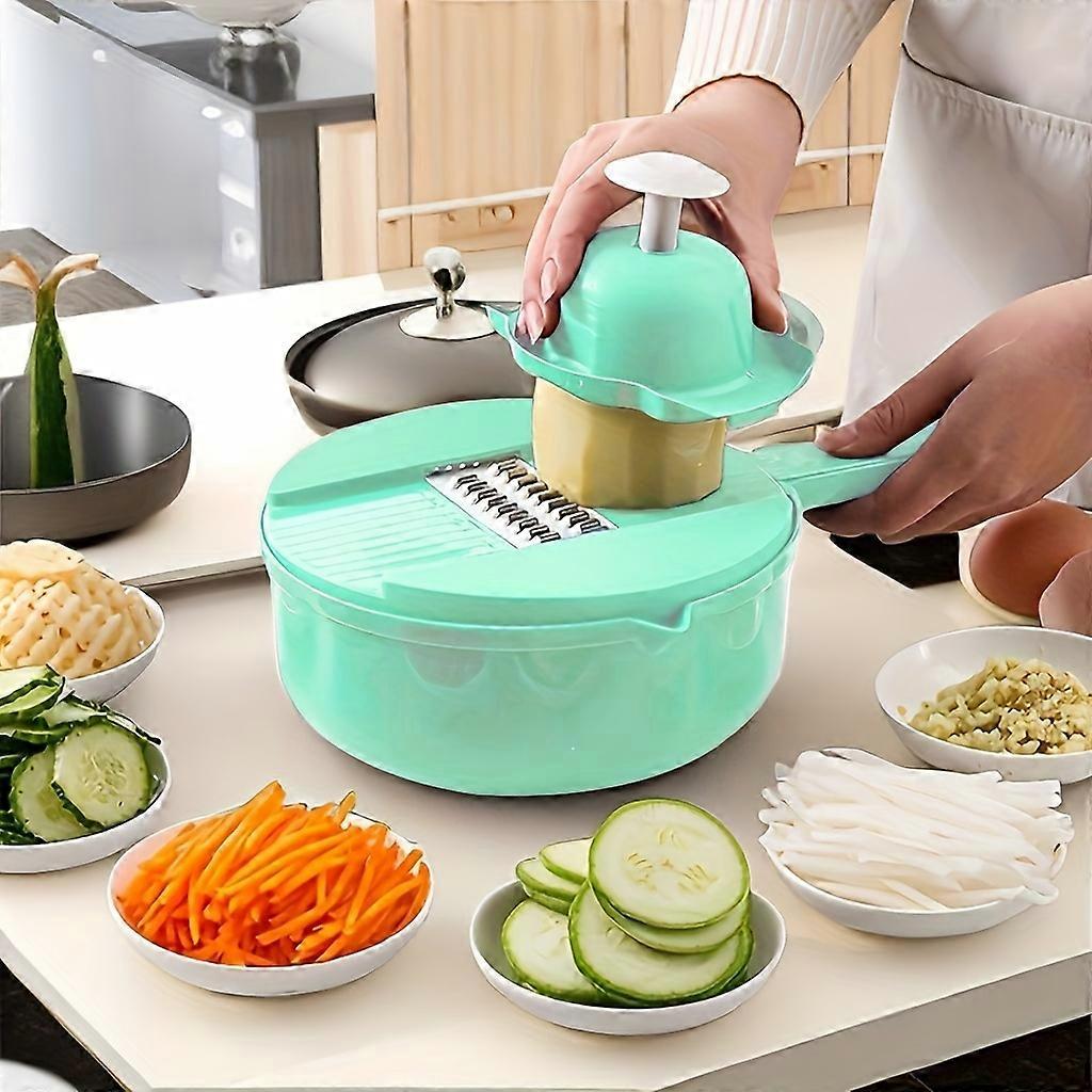 New style 1pc, 12in1 Vegetable Slicer, Multifunctional Fruit Slicer, Manual Food Grater, Vegetable Grater, Cutter With Container And Hand Guard, Potat