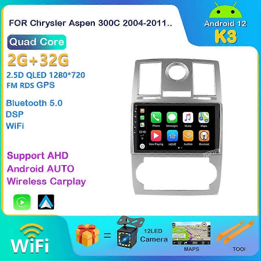 For Chrysler Aspen 300C 2004-2011 2 Din 2.5D 9 Inch Android Car Multimedia Video Player Audio FM BT GPS Navigation Head Unit