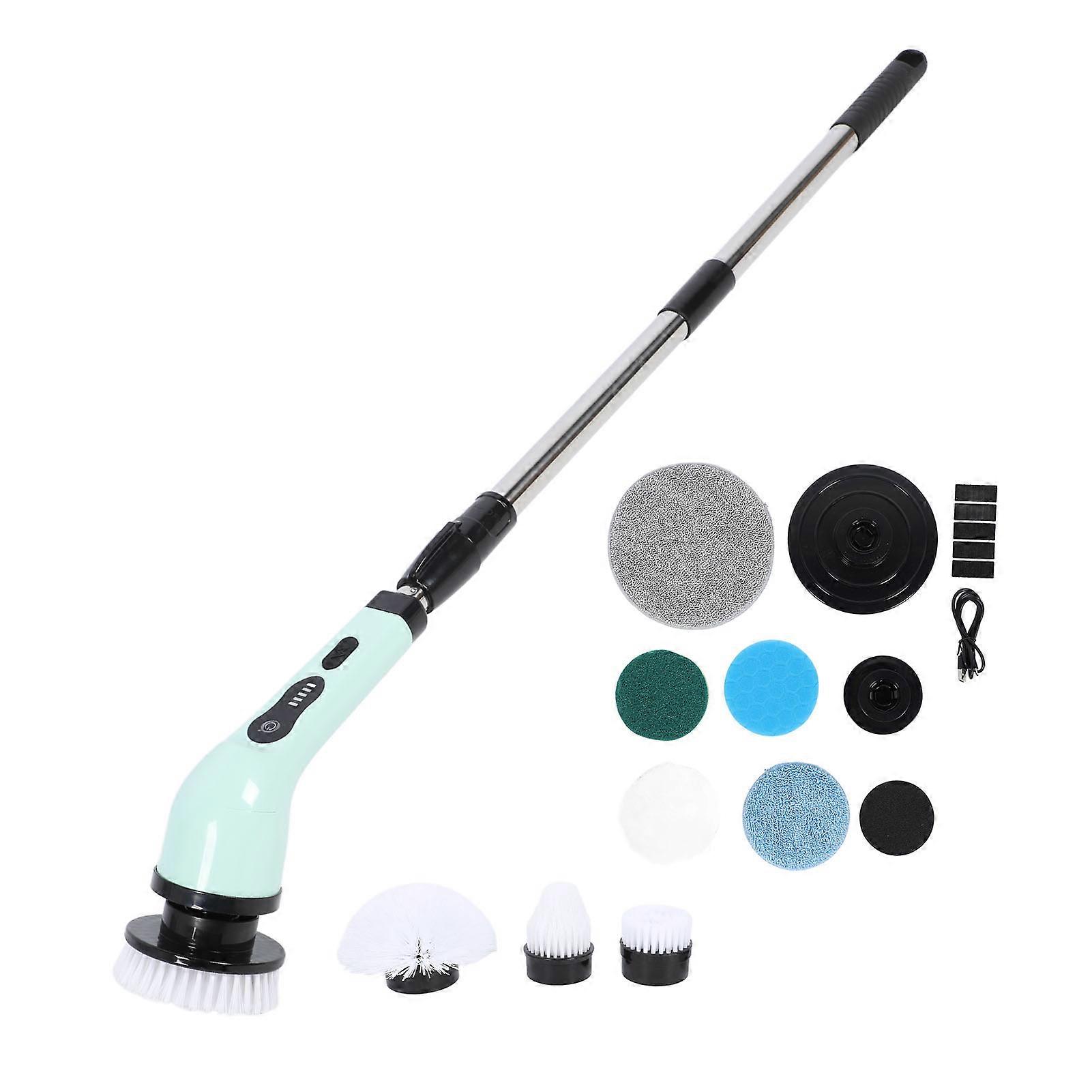Electric Rotating Brush with Adjustable Length, Waterproof, 9 Replaceable Brush Heads, Cordless Handheld Cleaning Brush for Bathtub Windows