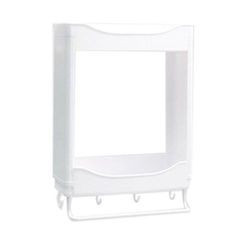 Kitchen Rack Plastic Spice Hang Decoration Shelf Wall Mounted White