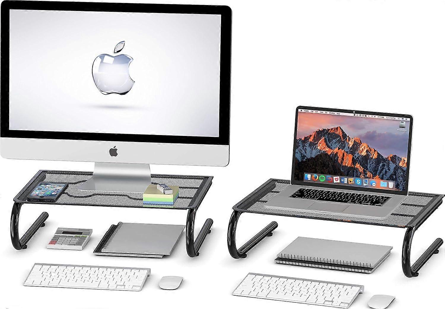 pleHouseware Monitorständer Riser mit Schublade, Mesh 2er-Pack