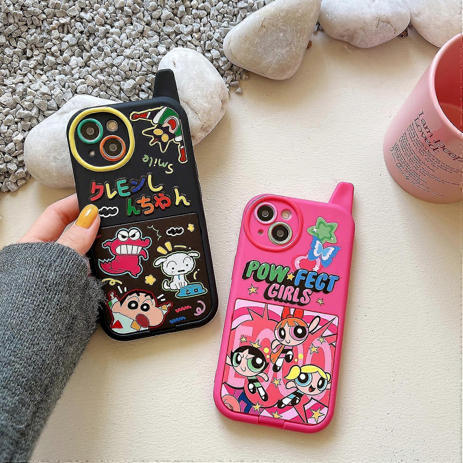 Crayons Shinchans Powerpuffs Girlss Phone Cases For Iphone 14 13 12 11 Pro Max Xr X Xs Max Plus Soft Silicone Drop-proof Cover