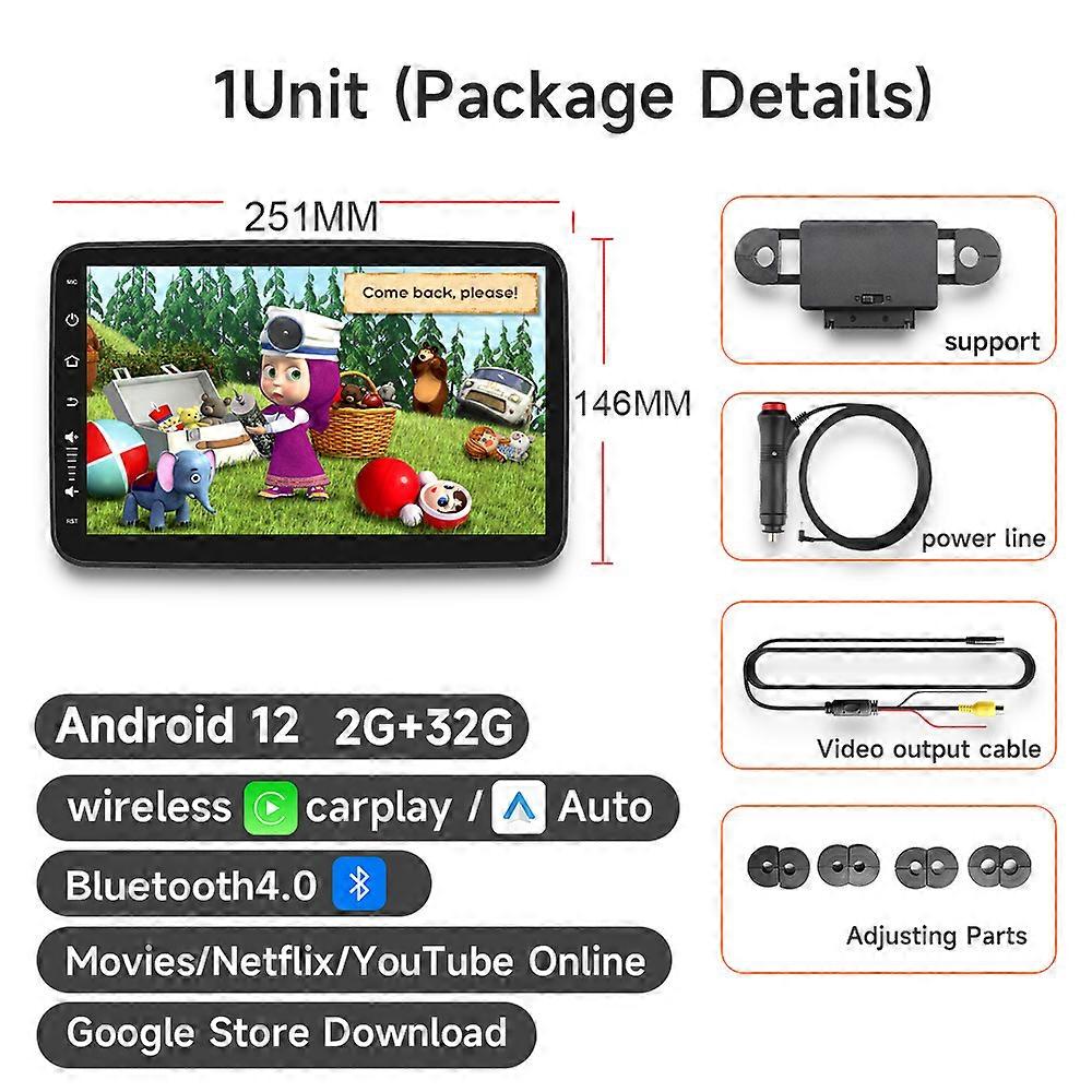 JIUYIN Headrest Monitor Touch Screen TV Display IPS Android WIFI Car Back Seat Tablet Multimedia CarPlay Movie Netflix Player