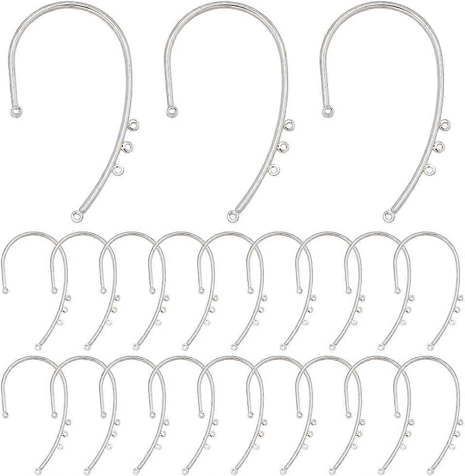 1 Box 30Pcs Ear Cuff Findings Earring Wrap Cuffs Bulk Silver Metal Iron Non Piercing Clip-On Dangle Earrings Wraps with Horizontal Loops for Jewelry M