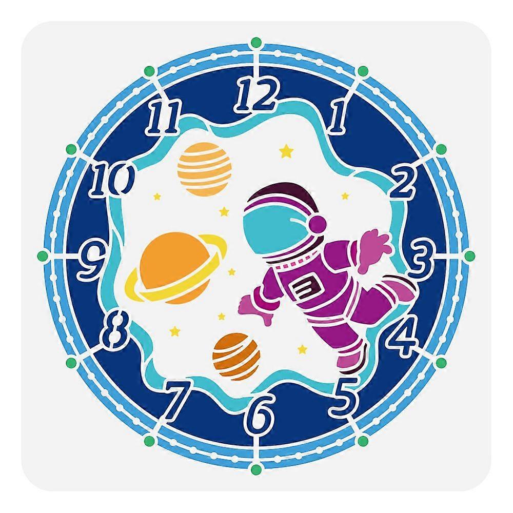 Astronaut Painting Stencil 11.8x11.8inch Reusable Space Planet Pattern Drawing Template Space Window Alarm Clock Decoration Stencil for Painting on Wo