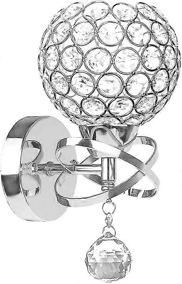 Modern Crystal Wall Light Pendent Lamp Chrome Finish Bedroom Sconce Lighting Fixture With Pull Cord Switch, E14 Soet (spherical),0467