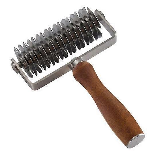 Stainless Steel Pizza Dough Lattice Roller Cutter with Wooden Handle Grid