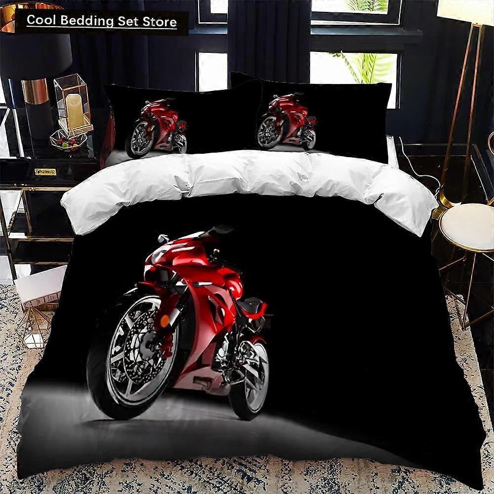 x1876 Lençóis de Cama para Motociclista Conjunto de Capa de Edredom Calico Tamanho Twin Capa de Edredom Conjunto de Cama Capa de Colcha de Poliéster Macio Conjunto de Cama de 3 Peças (1