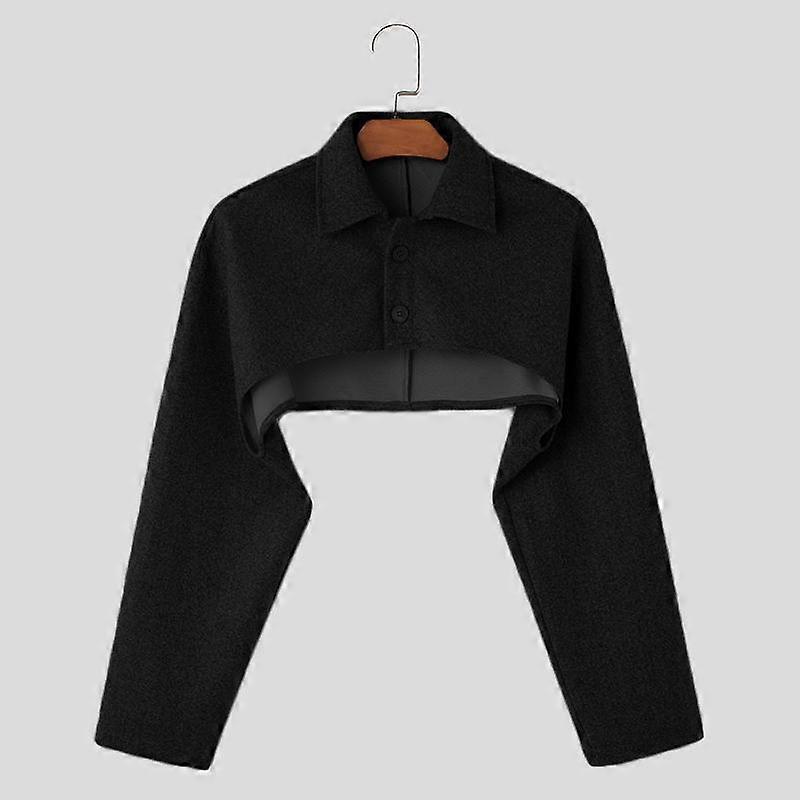 INCERUN Miesten käännekaulus Pitkähihainen Fleece Crop Tops Takit