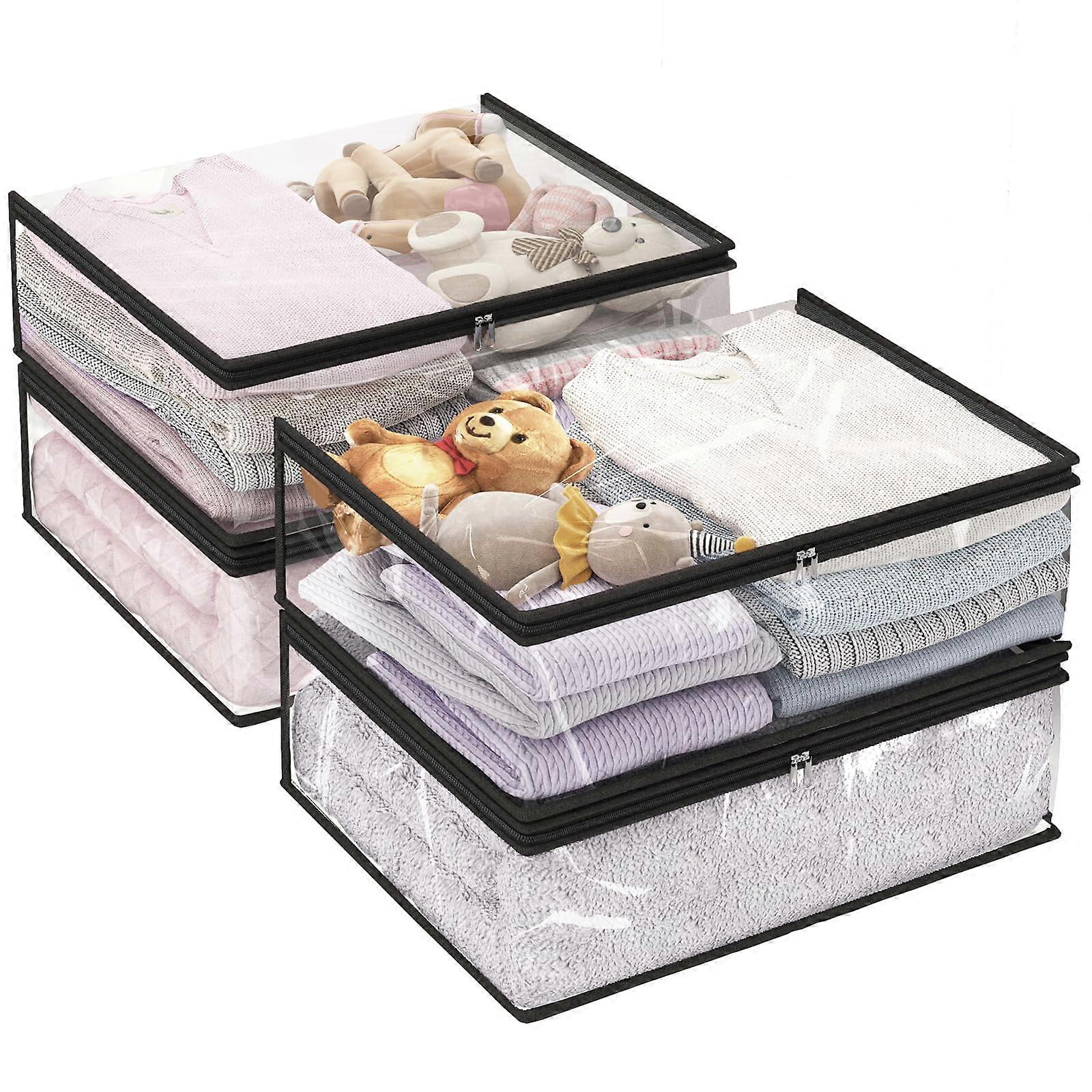 Small Clear Storage Bags for Clothes Organizing - Set of 4 Compact Size Organizers for Home and Travel Storage