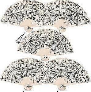 Pack Of 5 Bamboo Hand Fans, Chinese Hand Fans, Folding Fan, Decorative Fans, Wooden Handheld Folding Fans, Small Wooden Fans, Natural Folding Fan With