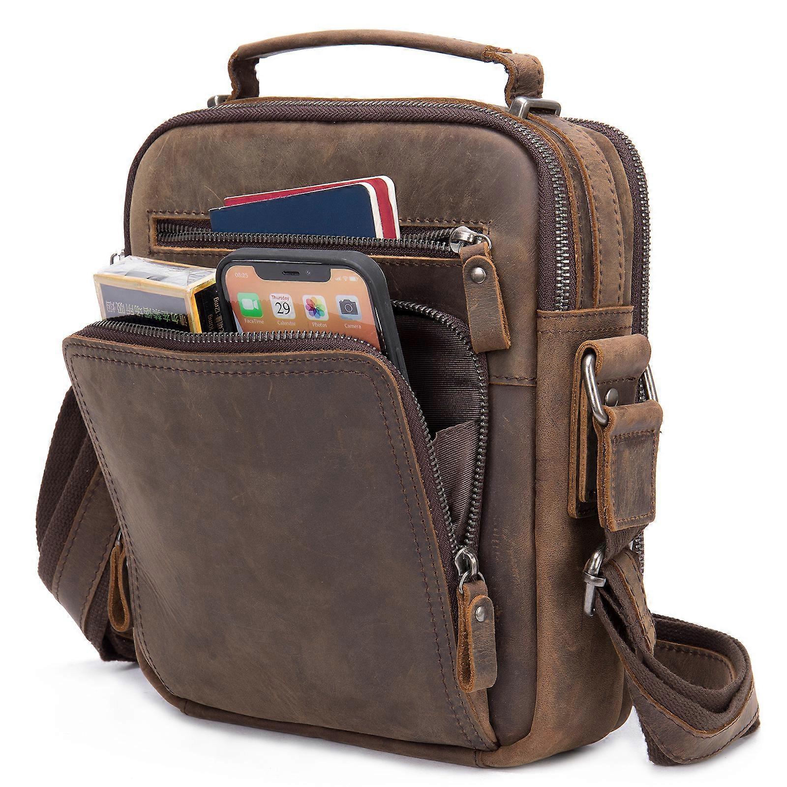 Genuine leather messenger bag, multifunctional cowhide bag