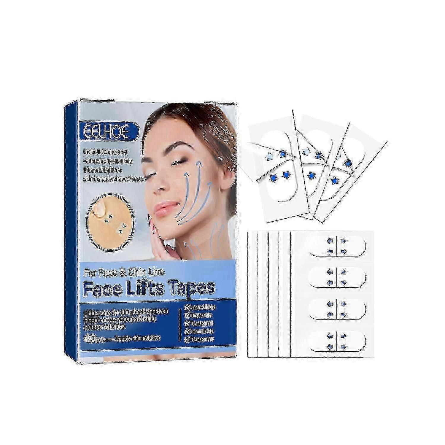 EELHOE 40PCS V Face Invisible Tape Face Lifting Firming Adhevise Tape Skin-friendly Soft Elastic Wat -