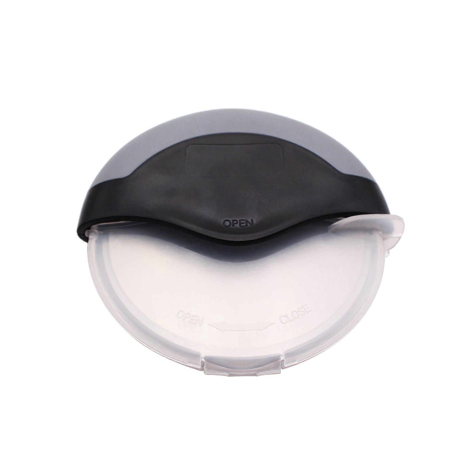 Pizza cutter made of premium materials with oval handle for comfortable grip and finger protection