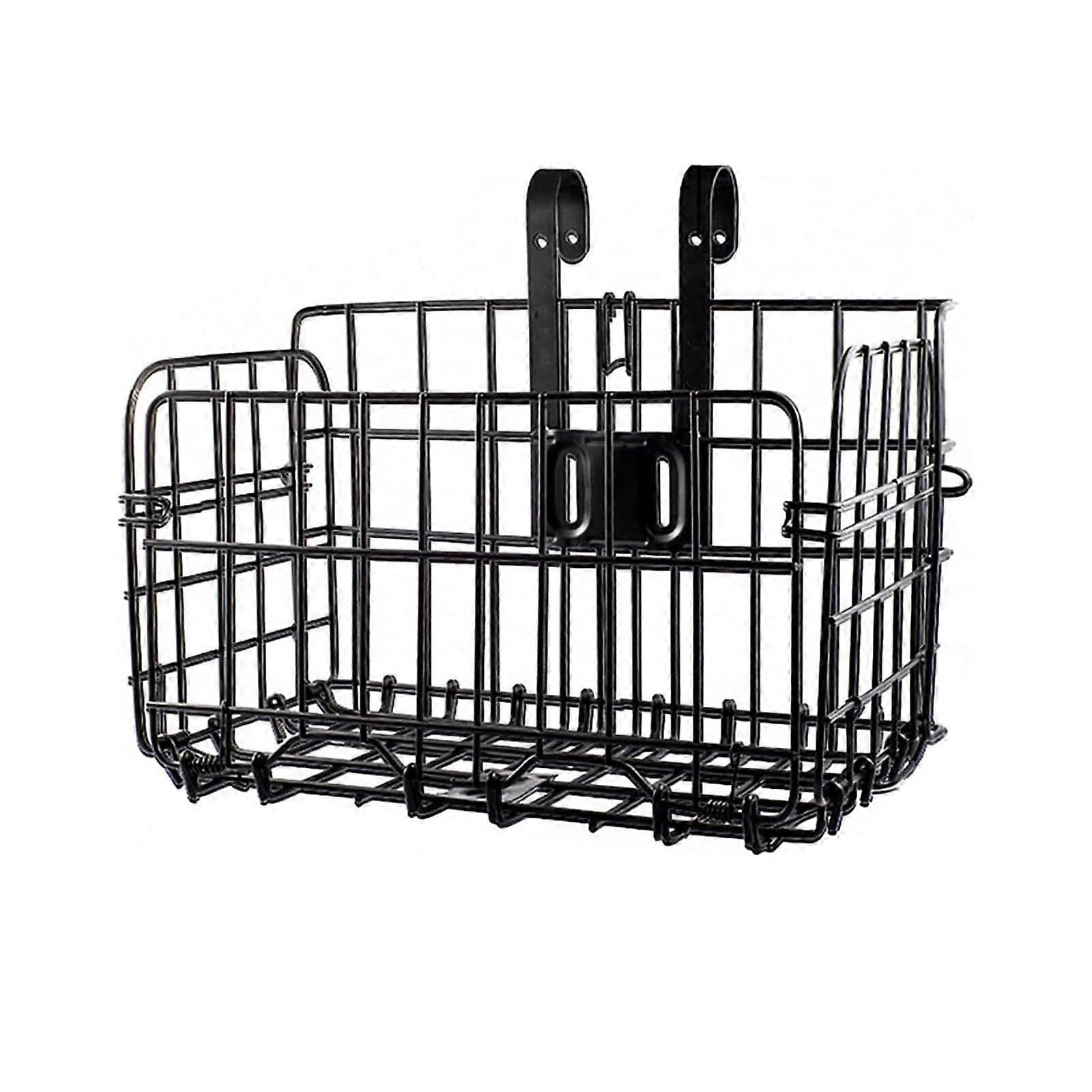 Folding Rear Bike Basket Steel Construction Quick Release Rack Cargo Basket Reflective Black Compatible With Most Mounts