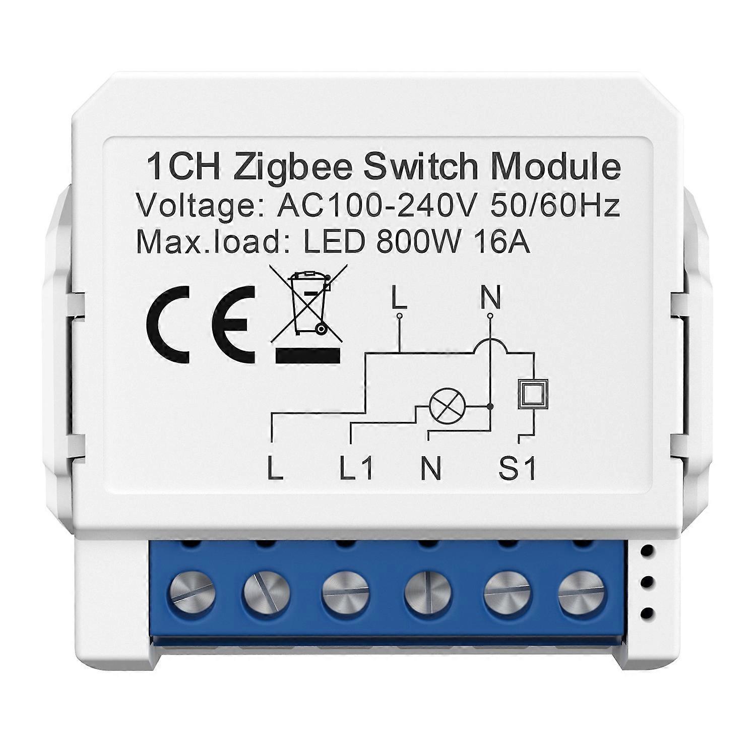 ZWSM16 1 Gang Zigbee 2-Way Switch Module Tuya Mini Remote Control Smart Circuit Breaker