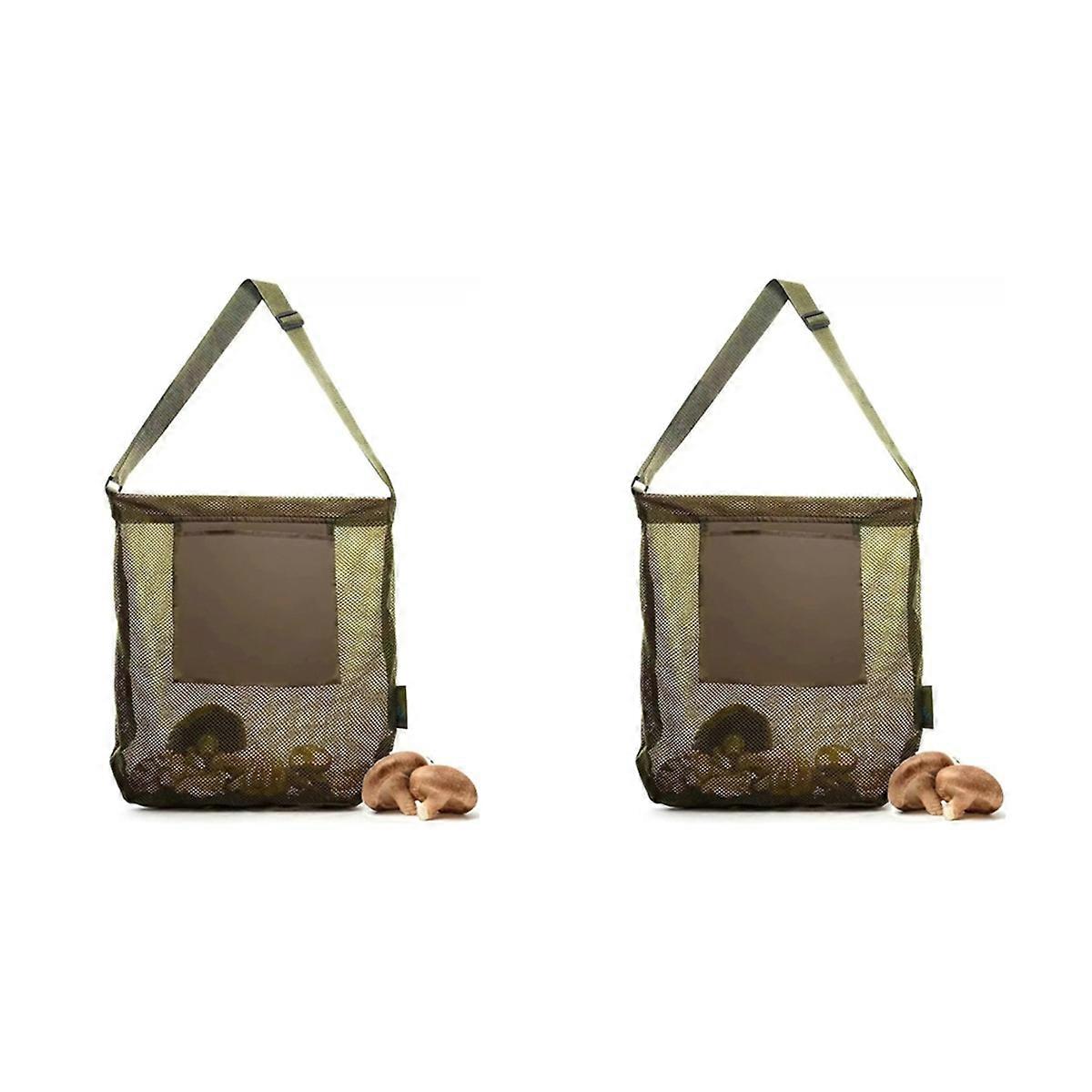 2PCS Mushroom Hunting Net Bag Harvest Mushroom Basket Collection Bag Large Capacity Mesh Garden Fru