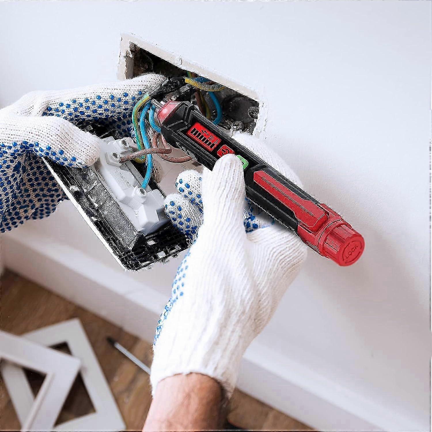 Voltage Tester / Non-Contact Voltage Tester, Dual Range 12V-1000V AC / 48V-1000V, Powered / Empty Line Tester (Red)