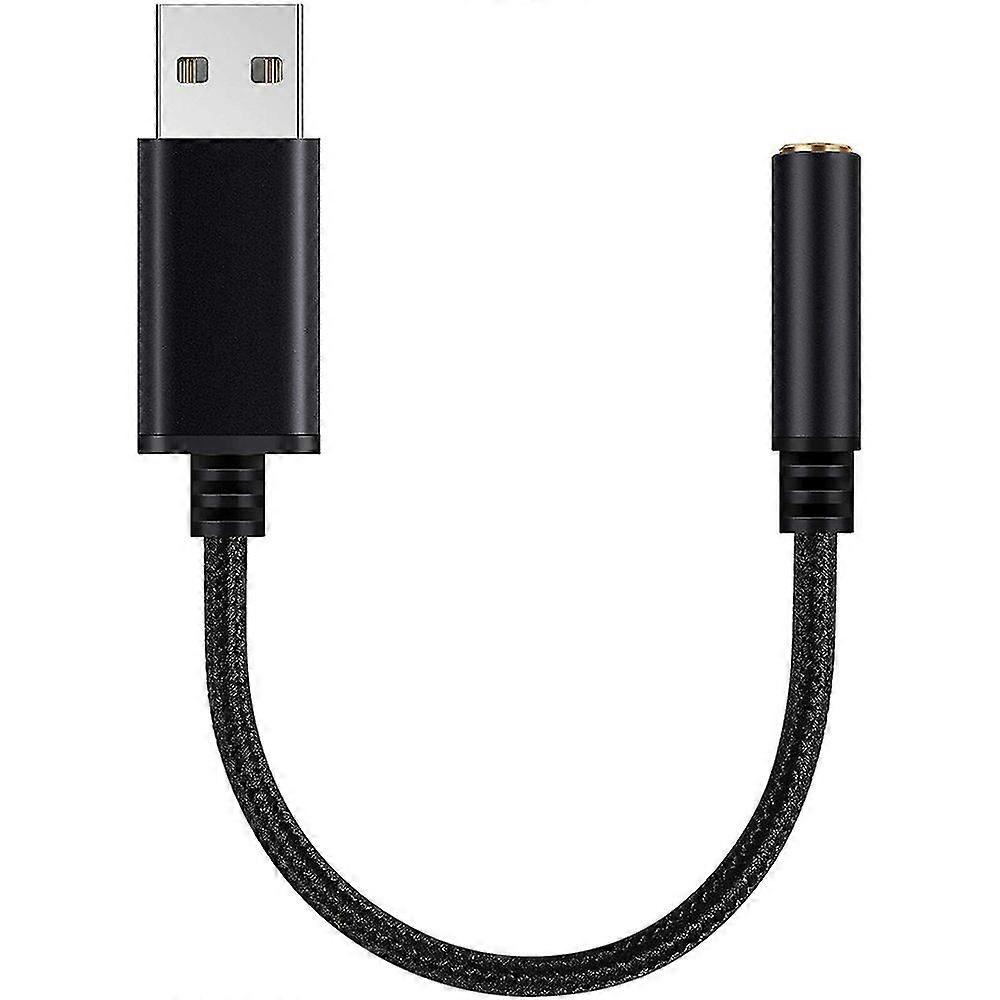 USB to 3.5mm Audio Adapter External Sound Card for PC/Laptop, Plug & Play Stereo Headphone/Mic, CTIA/OMTP Compatible