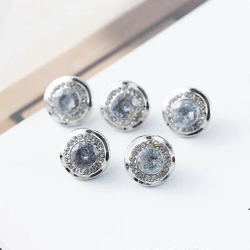 5Pcs Fashionable Gemstone Buttons Small Luxurious Metal Shank Buttons Woman's Clothing Decorative Buttons