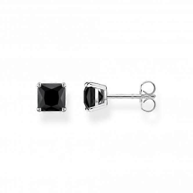 Orecchini a lobo in pietra nera in argento sterling H2174-024-11