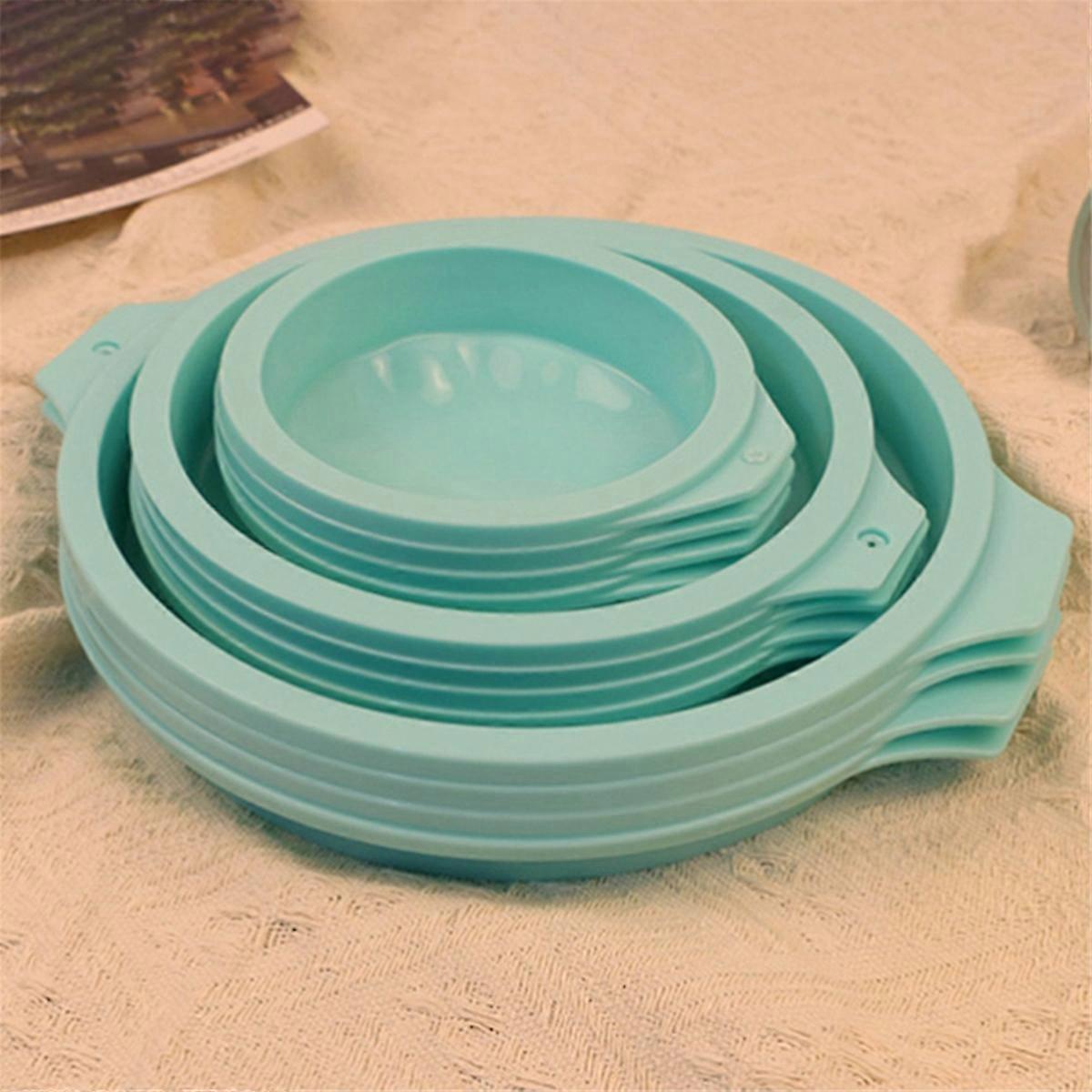 4Pcs Cake Pan Round Cake Layer Set Silicone Bakeware Mold,Blue,6Inch